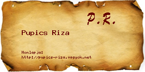 Pupics Riza névjegykártya